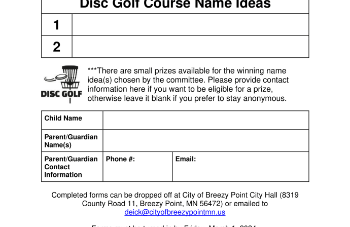 Disc Golf Course: Name Contest Image